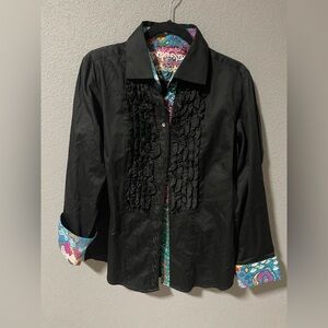 Robert Graham Black Shirt with Colorful Trim